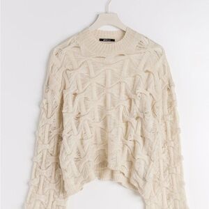 Gina Tricot Alpaca Cozy Open-Knit Cream Sweater Women’s XS